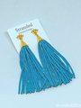Turquoise Beaded Tassel Earrings
