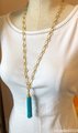 Turquoise Tassel and Gold Chain Necklace
