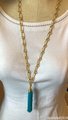Turquoise Tassel and Gold Chain Necklace