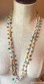Long Crocheted Necklace with Multi-Colored Agate Beads