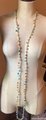 Long Crocheted Necklace with Multi-Colored Agate Beads