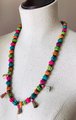 Colorful Bone Bead and Tassel Necklace