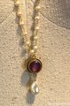 Red Resin Bezel and Freshwater Pearl Necklace II