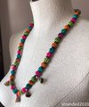 Colorful Bone Bead and Tassel Necklace