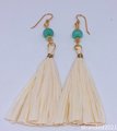 Dramatic Jade and Raffia Earrings