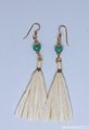 Dramatic Jade and Raffia Earrings