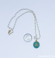 Teal Bee Charm and Freshwater Pearl Necklace