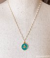 Teal Bee Charm and Freshwater Pearl Necklace