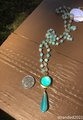 Opalescent Bezel, Calcedony, and Agate Pendant Necklace