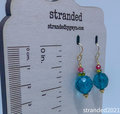 Teal Czech Glass and Quartz Earrings