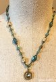 Vintage Glass Beaded Chain and Swarovski Pendant Necklace