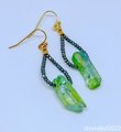 Lime Green Quartz Spike and Pyrite Earrings