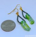 Lime Green Quartz Spike and Pyrite Earrings