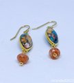Oyster Shell and Sunstone Earrings