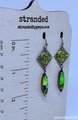 Vintage Green Crystal and Brass Drop Earrings