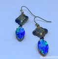 Glacier Blue and Vintage Brass Earrings
