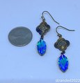 Glacier Blue and Vintage Brass Earrings