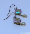 Etched Crystal and Vintage Pearl Earrings