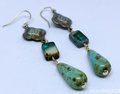 Antique Brass and Czech Glass Earrings