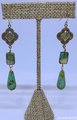 Antique Brass and Czech Glass Earrings