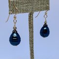 Dark Peacock Shell Pearl Earrings