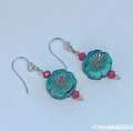 Czech Glass Flower Sterling Silver Earrings