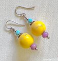 Yellow and Blue Howlite Earrings