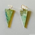 Galaxy Green Polymer Clay Triangle Earrings