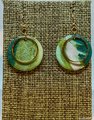 Galaxy Green Polymer Clay Disc Earrings