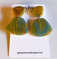 Aqua Swirl Polymer Clay Earrings