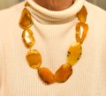 Hand-knotted Orange Agate Slice Necklace