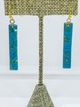 Faux Turquoise Modern Polymer Clay Stick Earrings (Gold)