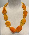 Hand-knotted Orange Agate Slice Necklace