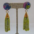 Polymer Clay and Afghan Tassel Earrings