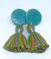 Polymer Clay and Cotton Tassel Earrings