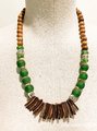 Green Trade Bead and Wood Necklace