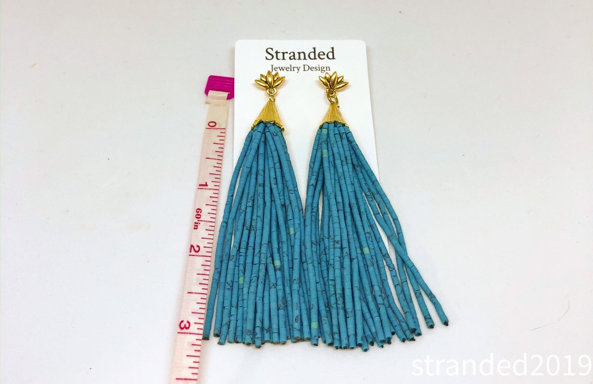 Turquoise Beaded Tassel Earrings