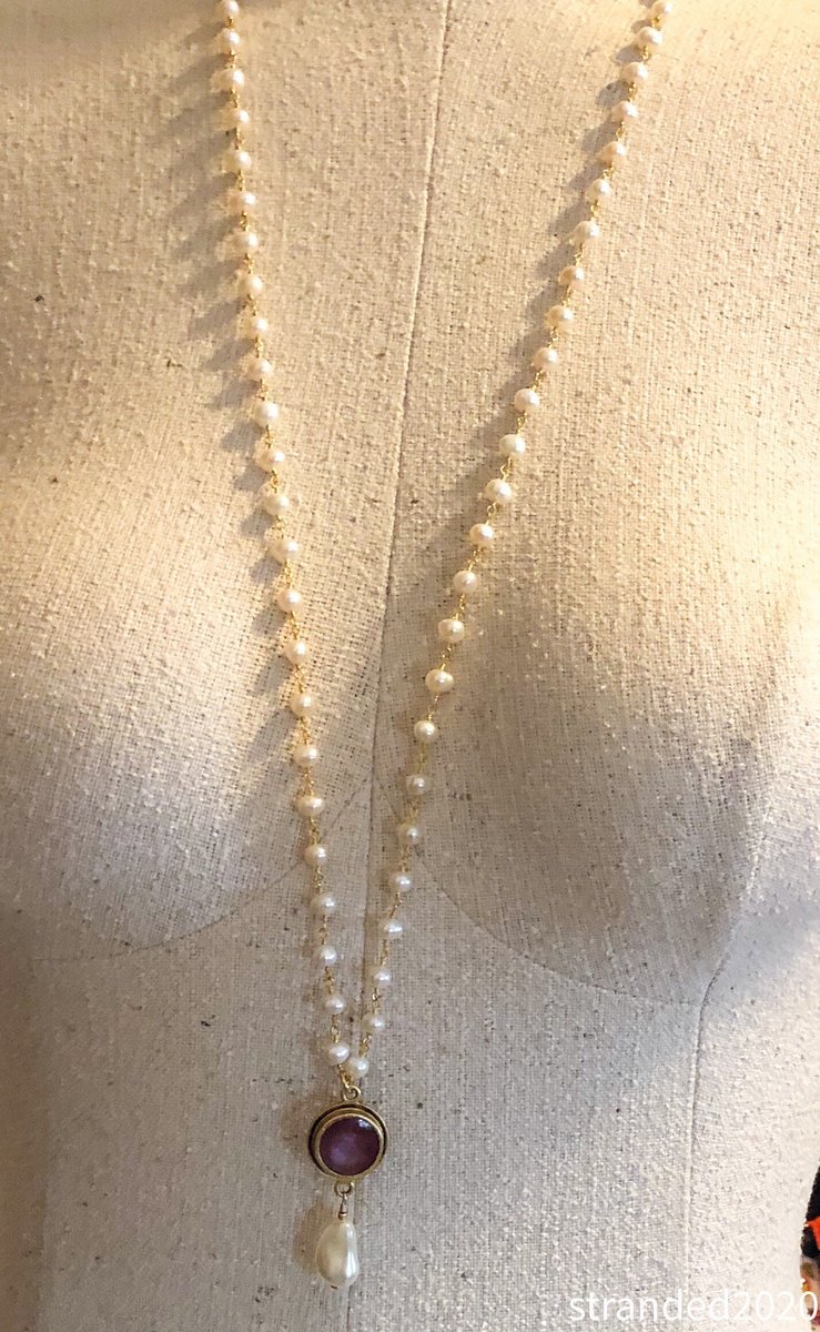 Red Resin Bezel and Freshwater Pearl Necklace II