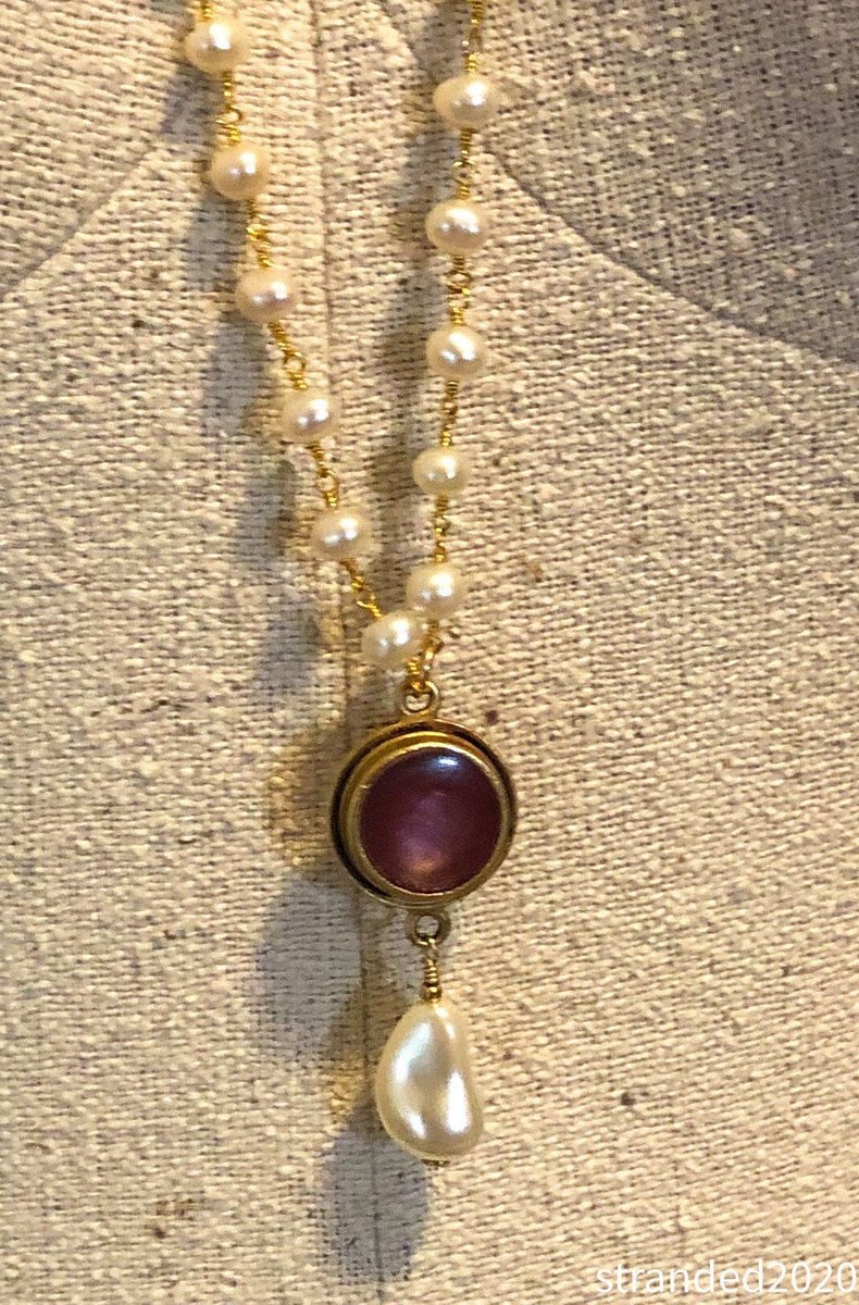 Red Resin Bezel and Freshwater Pearl Necklace II