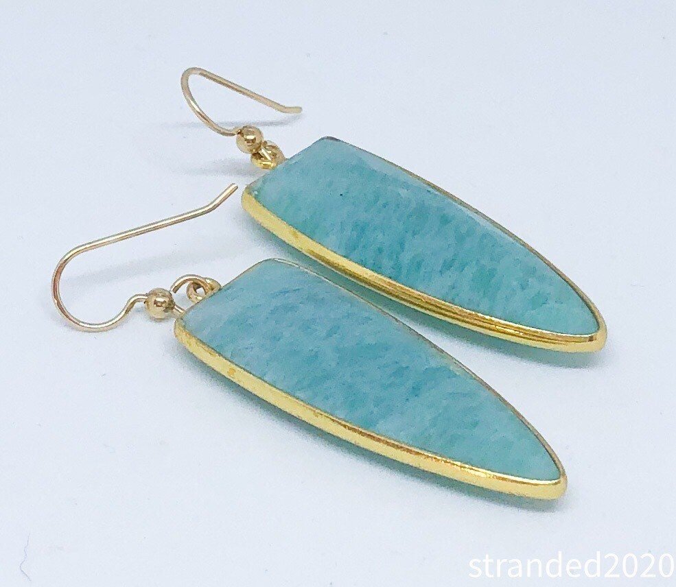 Amazonite  Shield Earrings