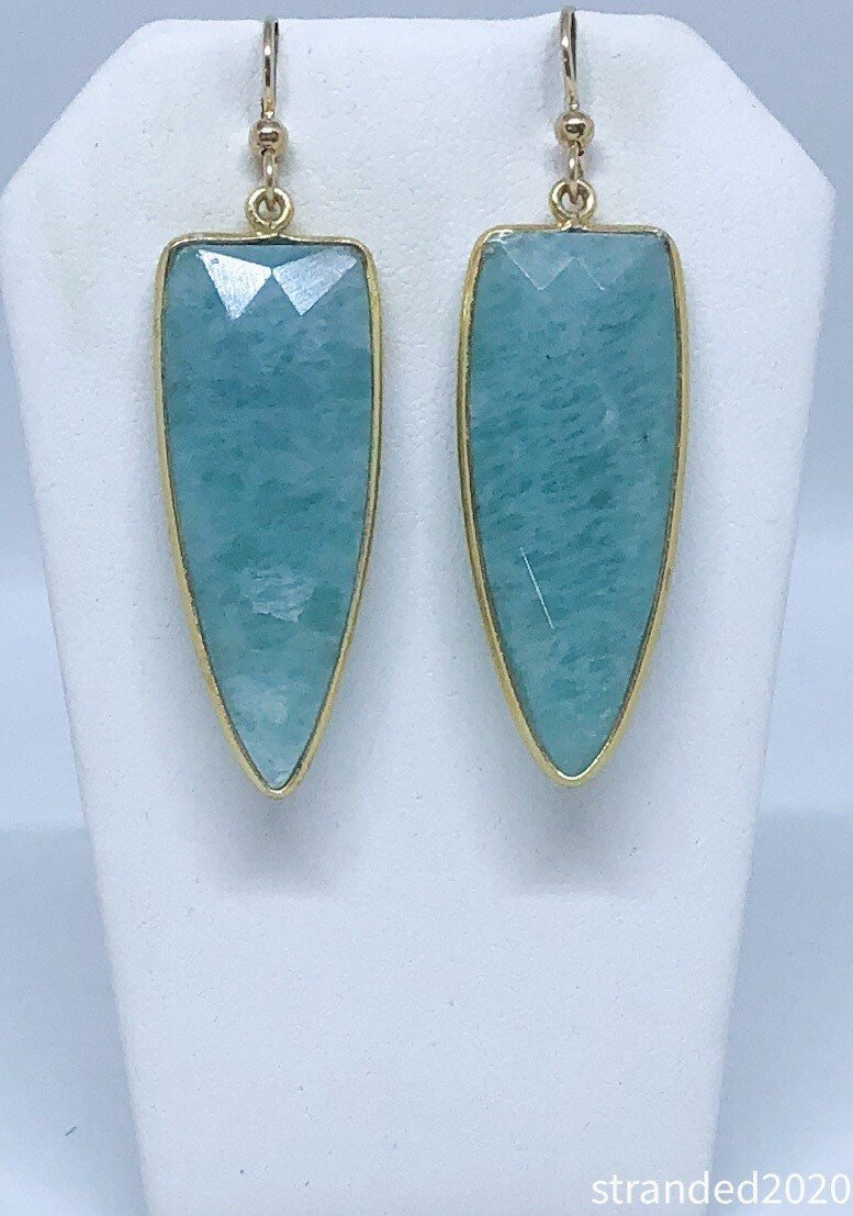Amazonite  Shield Earrings