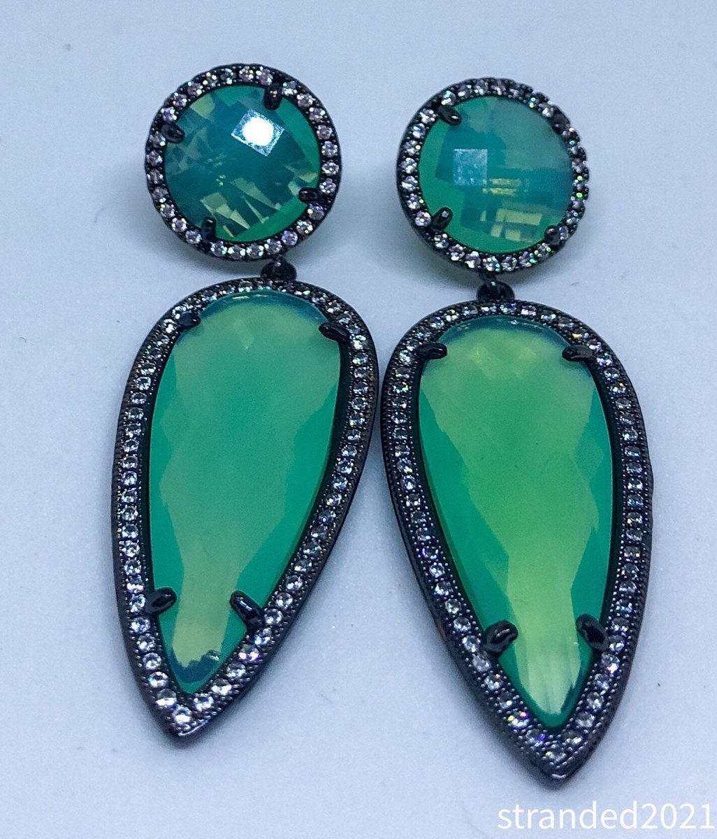 Blue Green Statement Earrings