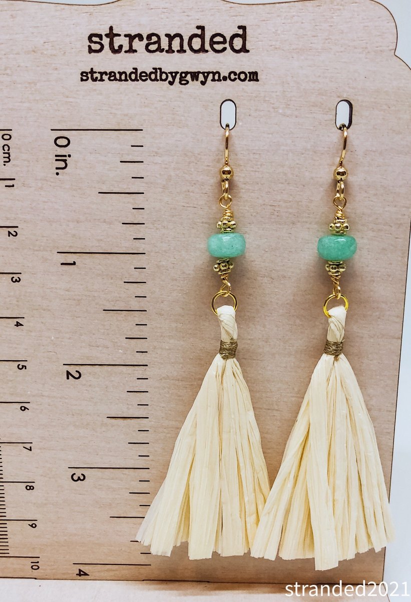 Dramatic Jade and Raffia Earrings