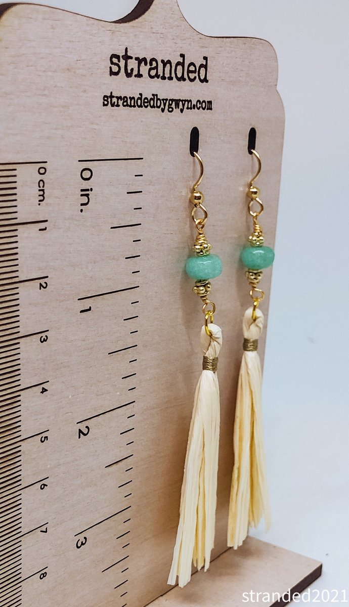 Dramatic Jade and Raffia Earrings