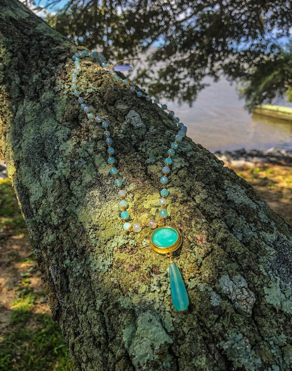 Opalescent Bezel, Calcedony, and Agate Pendant Necklace