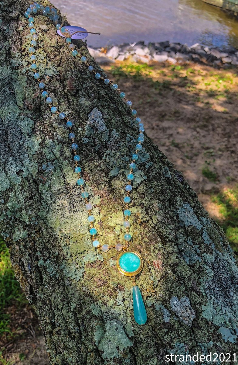 Opalescent Bezel, Calcedony, and Agate Pendant Necklace
