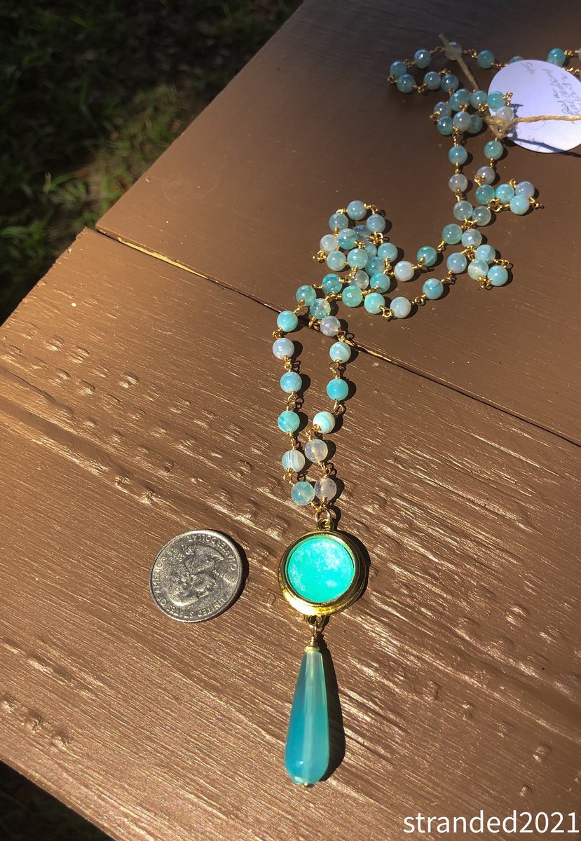 Opalescent Bezel, Calcedony, and Agate Pendant Necklace