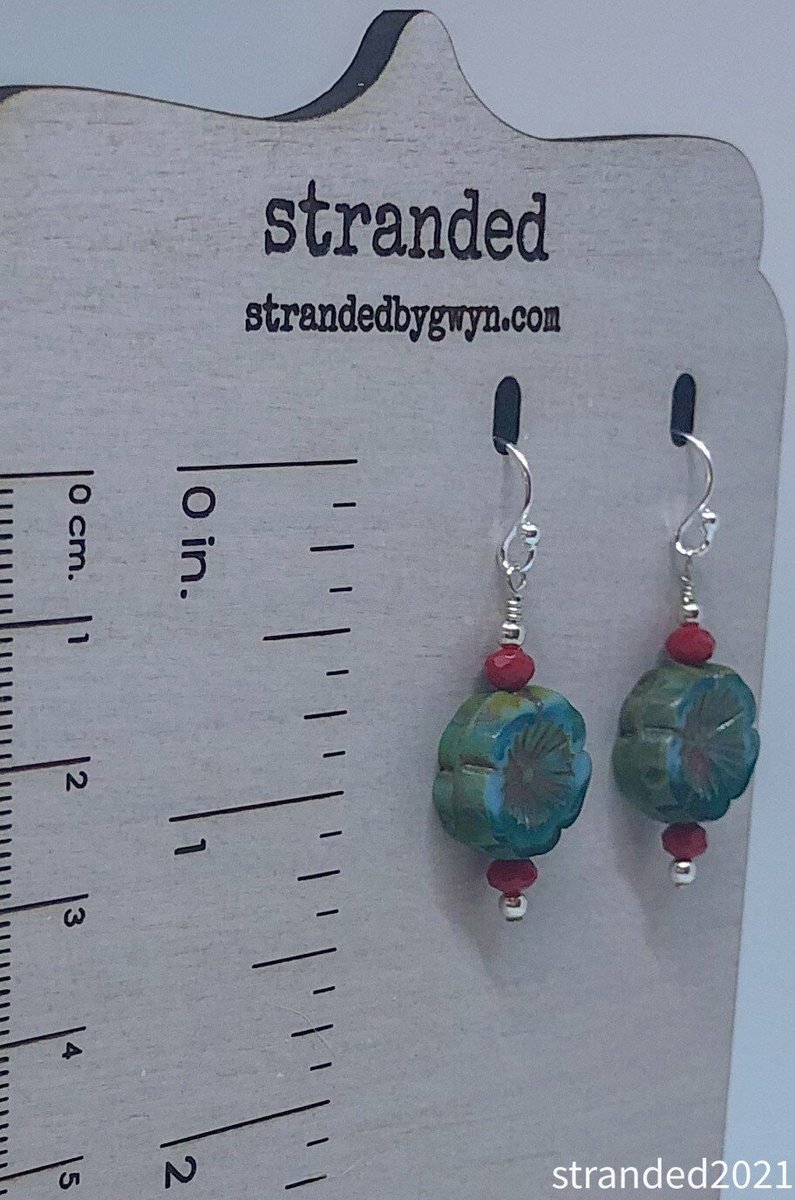 Czech Glass Flower Sterling Silver Earrings