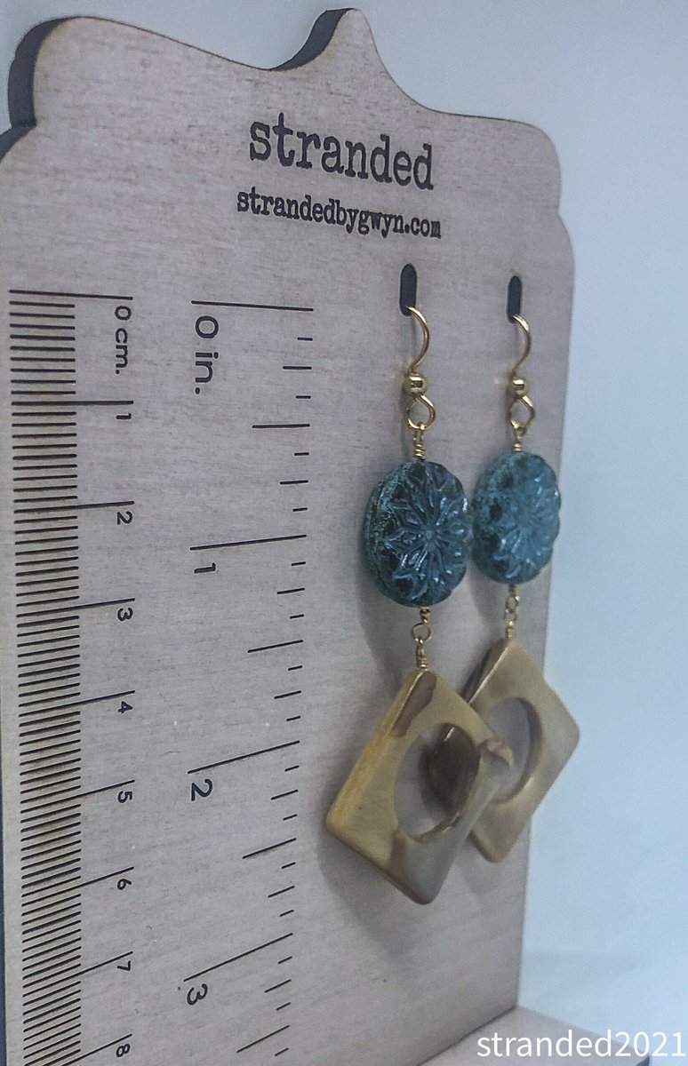 Czech Glass and Mother of Pearl Earrings