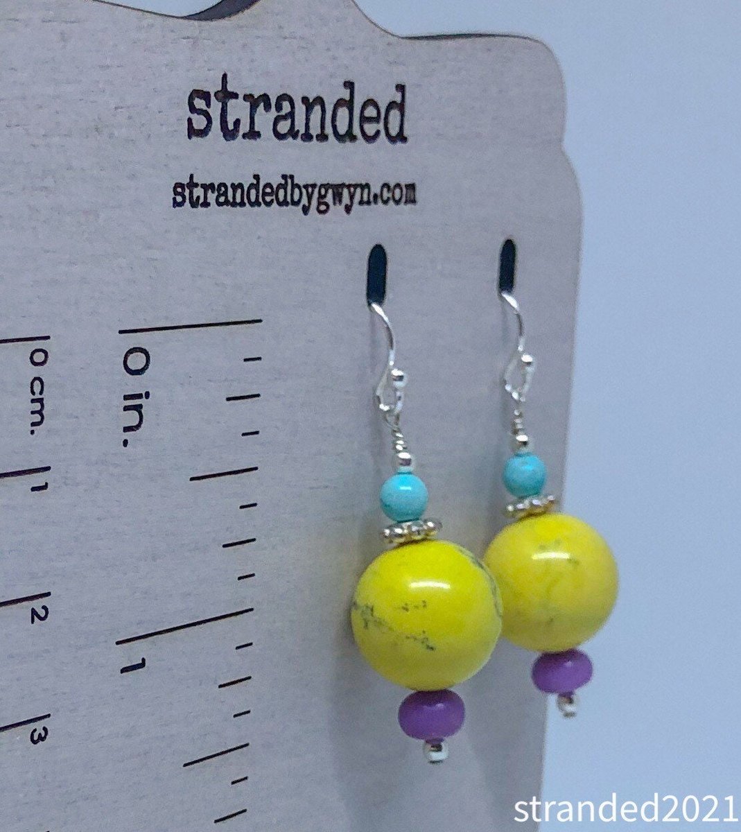 Yellow and Blue Howlite Earrings